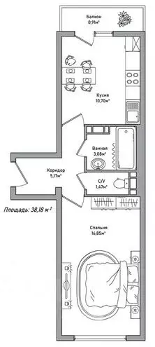 1-к кв. Ярославская область, Ярославль ул. Брагинская, 18к4 (38.18 м) - Фото 1