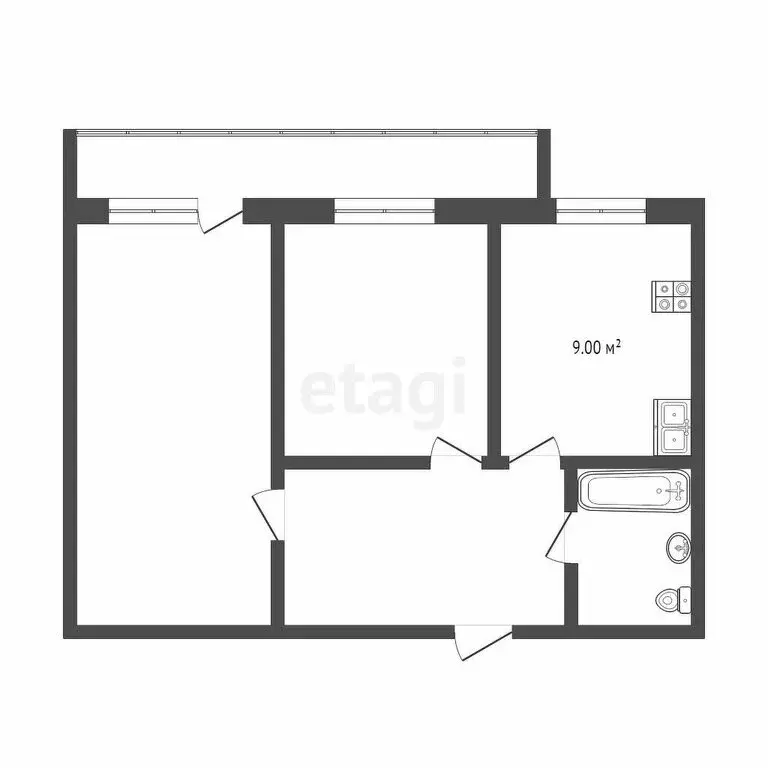 2-комнатная квартира: Тюмень, улица Газовиков, 22 (45.3 м) - Фото 1