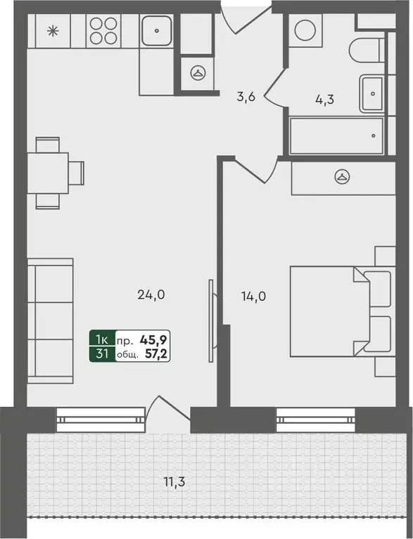1-к кв. Курганская область, Курган Заозерный жилрайон, 6А мкр, 25/4 ... - Фото 0