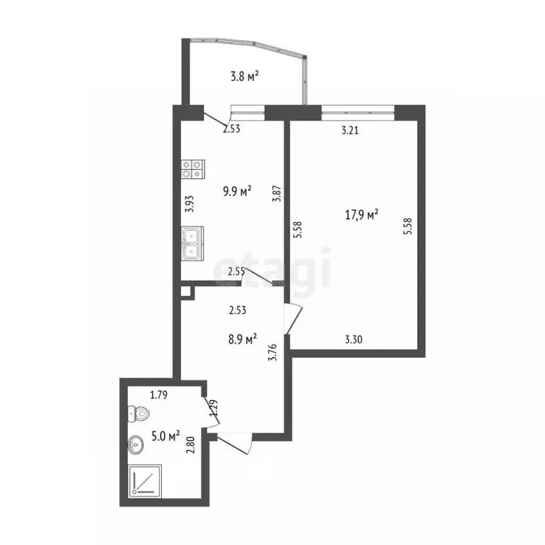 1-к кв. Чувашия, Чебоксары ул. А.В. Асламаса, 16 (41.7 м) - Фото 2