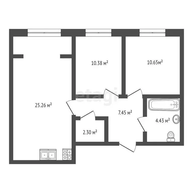 2-комнатная квартира: Ялуторовск, улица Свободы, 238 (58.6 м) - Фото 1