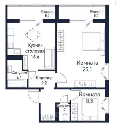 2-к кв. Челябинская область, Челябинский городской округ, пос. ... - Фото 1