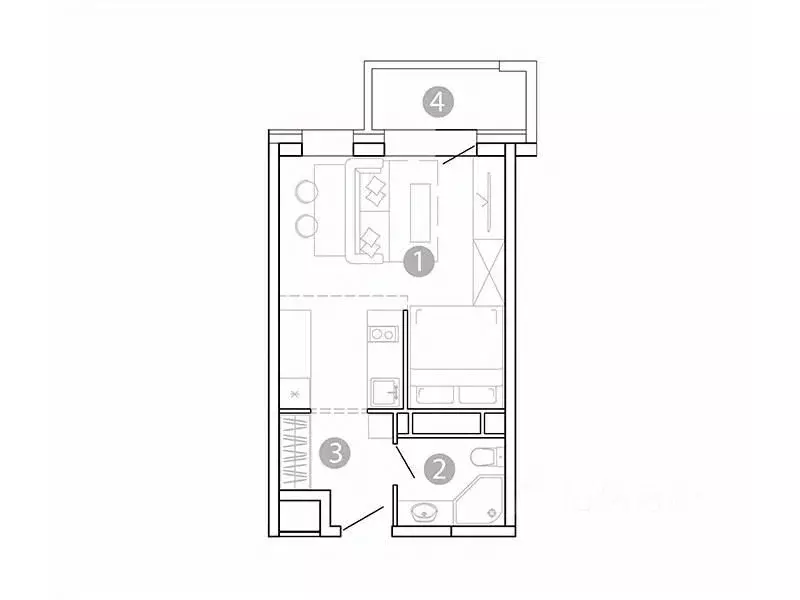 1-к кв. Забайкальский край, Чита 1-я Коллективная ул., 6 СТР (30.35 м) - Фото 1