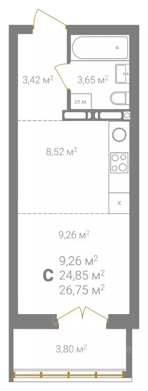 Студия Нижегородская область, Нижний Новгород Ветеринарная ул. (26.75 ... - Фото 2