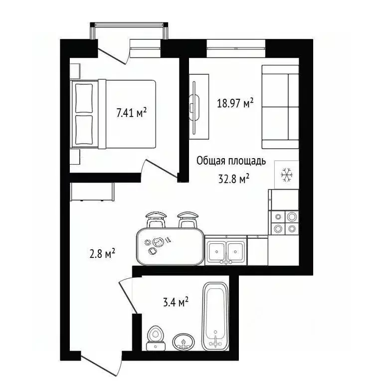 1-к кв. Новосибирская область, Искитимский район, Линево городское ... - Фото 2