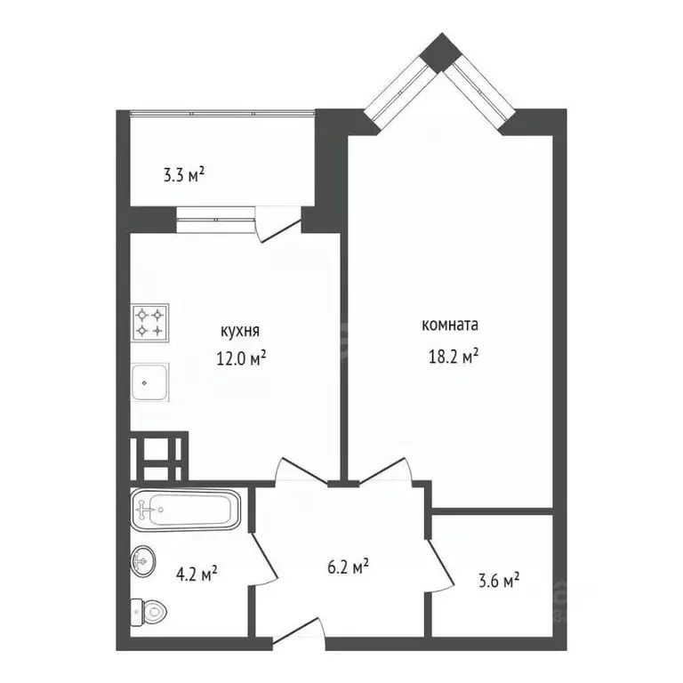 1-к кв. Красноярский край, Красноярск Октябрьская ул., 8А (45.9 м) - Фото 2
