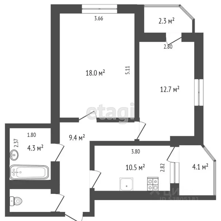 2-к кв. Ростовская область, Батайск Индустриальная ул., 1Б (64.0 м) - Фото 1