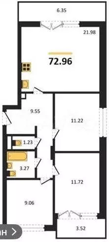 3-к. квартира, 73 м, 1/5 эт. - Фото 1