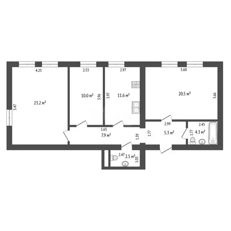 3-комнатная квартира: Калининград, Осенняя улица, 24 (86 м) - Фото 0