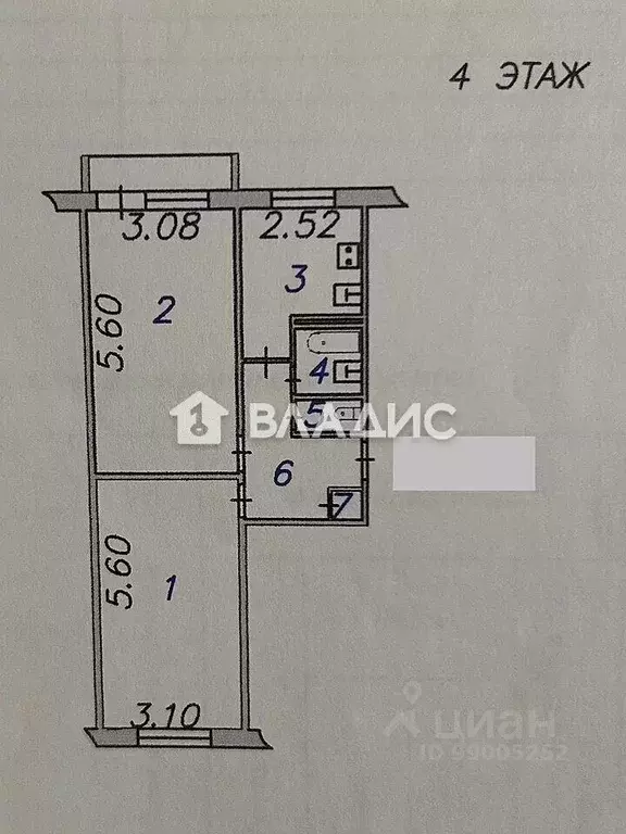2-к кв. Ивановская область, Иваново Кавалерийская ул., 44 (50.0 м) - Фото 2