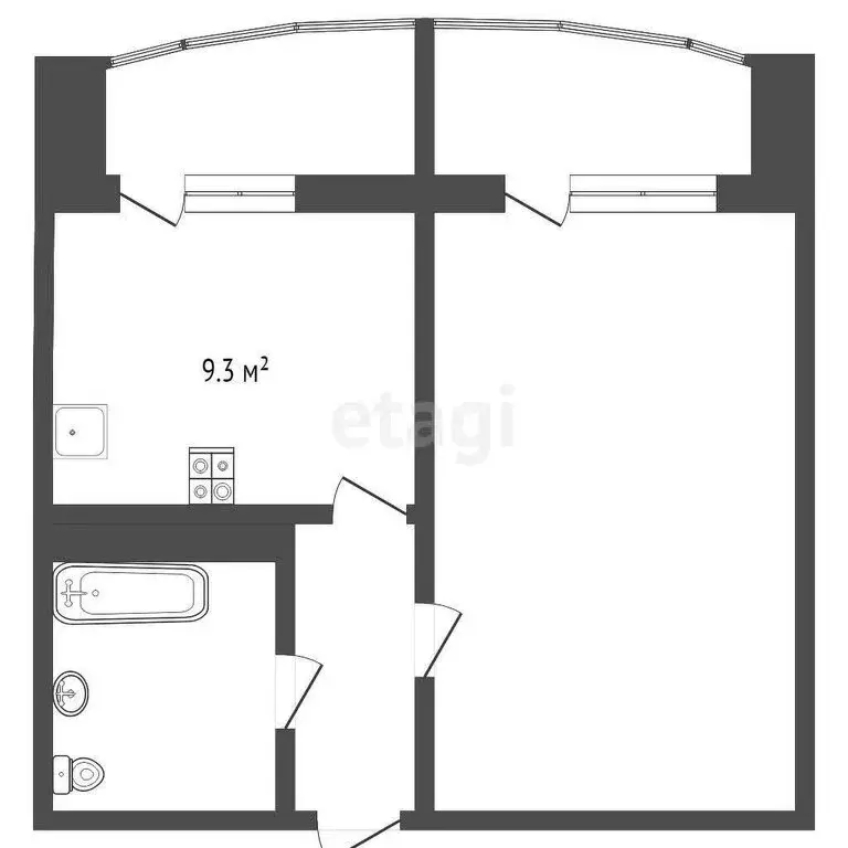 1-комнатная квартира: Тюмень, улица Монтажников, 38 (38 м) - Фото 1