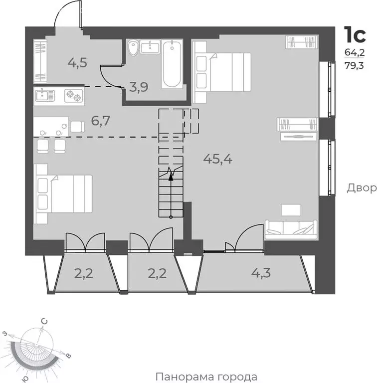 Квартира-студия: Новосибирск, улица Аэропорт, 60 (79.3 м) - Фото 0