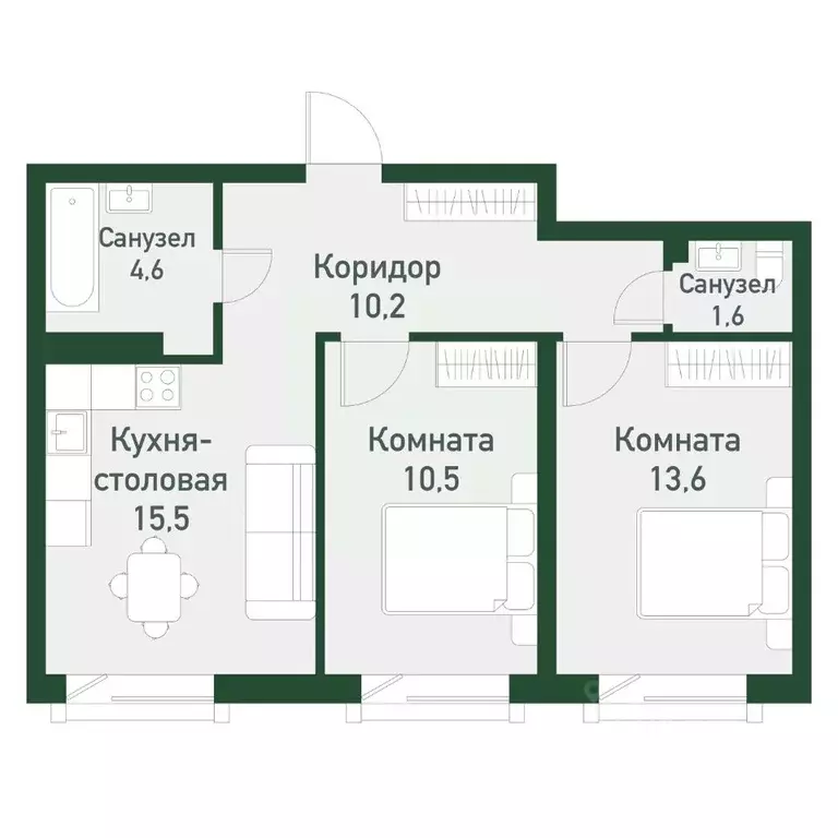 2-к кв. Челябинская область, Челябинский городской округ, пос. ... - Фото 0
