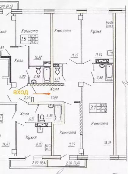 3-к кв. Вологодская область, Вологда ул. Чернышевского, 122Ак1 (66.0 ... - Фото 1