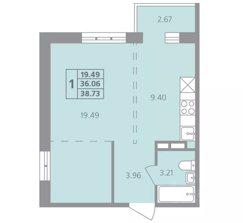 1-к кв. Иркутская область, Иркутск ул. Калинина, 42 (38.73 м) - Фото 0