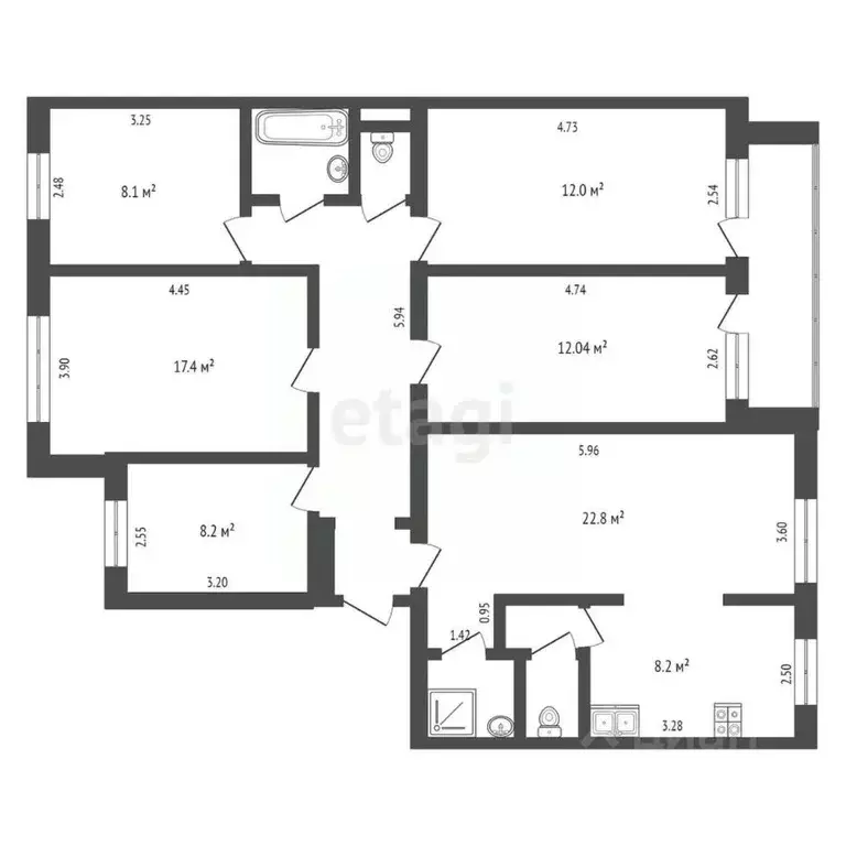 6-к кв. Омская область, Омск ул. Гусарова, 113 (107.2 м) - Фото 1
