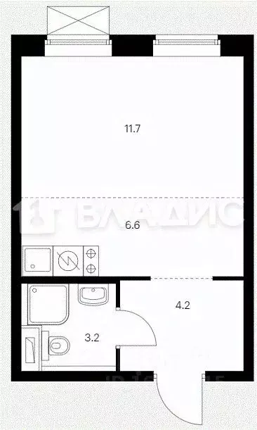 Студия Амурская область, Благовещенск ул. Шафира, 64 (25.7 м) - Фото 1