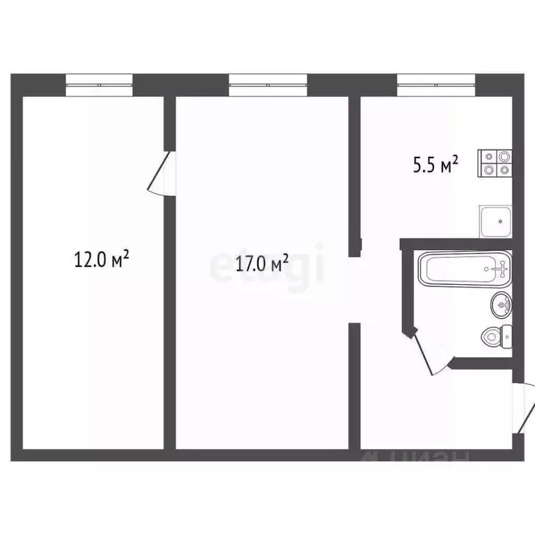 2-к кв. Ярославская область, Ярославль ул. Блюхера, 84 (44.0 м) - Фото 0