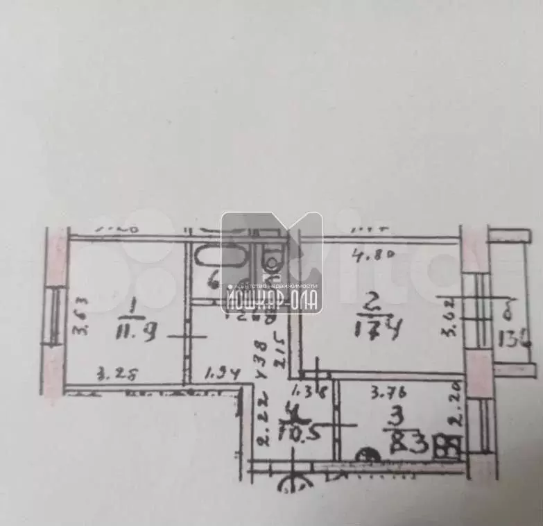 2-к. квартира, 54 м, 6/6 эт. - Фото 0