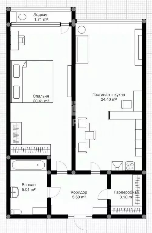 1-к кв. Ростовская область, Ростов-на-Дону ул. Максима Горького (60.0 ... - Фото 2