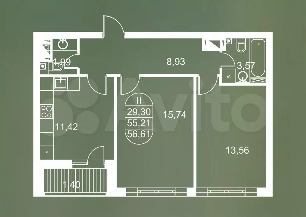 2-к. квартира, 60 м, 6/12 эт. - Фото 0