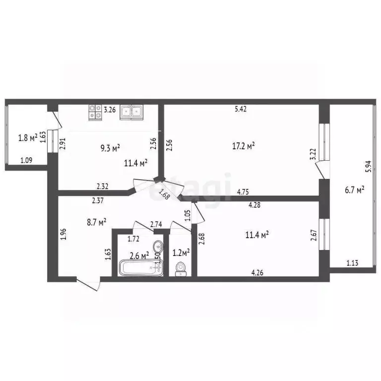 2-к кв. Башкортостан, Стерлитамак просп. Ленина, 51Б (50.4 м) - Фото 1