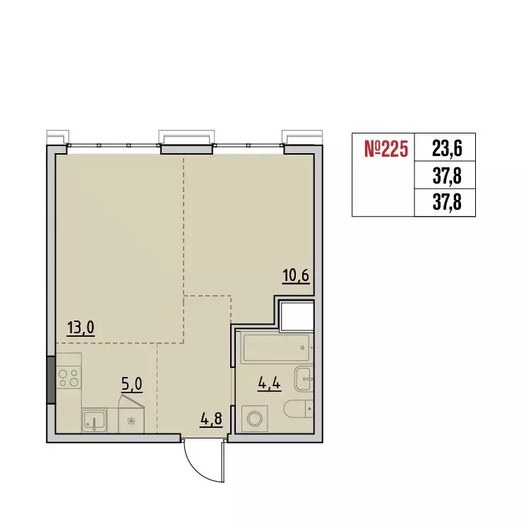 2-комнатная квартира: Маркова, квартал Стрижи, 16 (37.8 м) - Фото 1