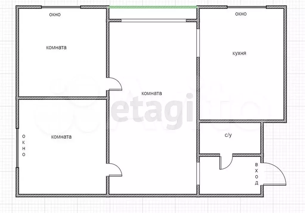 3-к. квартира, 54 м, 3/5 эт. - Фото 0