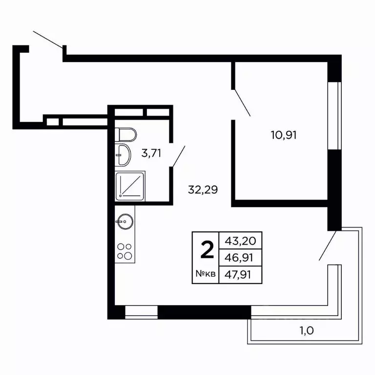 Студия Смоленская область, Смоленск проезд Маршала Конева, 32 (49.09 ... - Фото 1