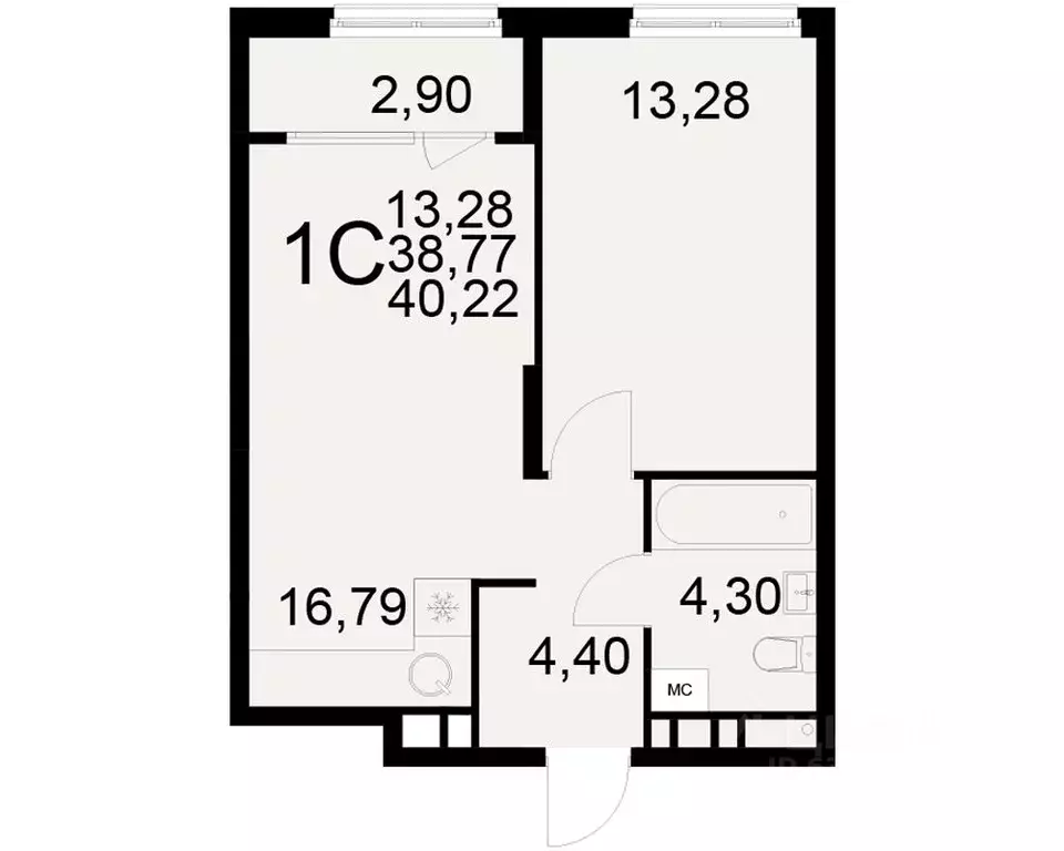 1-к кв. Рязанская область, Рязань ул. Бирюзова (38.77 м) - Фото 0