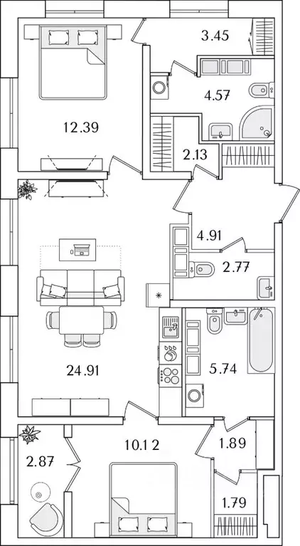 2-к кв. Санкт-Петербург Полюстрово тер.,  (76.11 м) - Фото 0