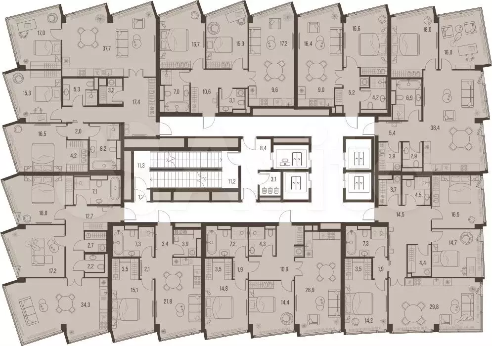 2-к. квартира, 57,1 м, 24/32 эт. - Фото 1