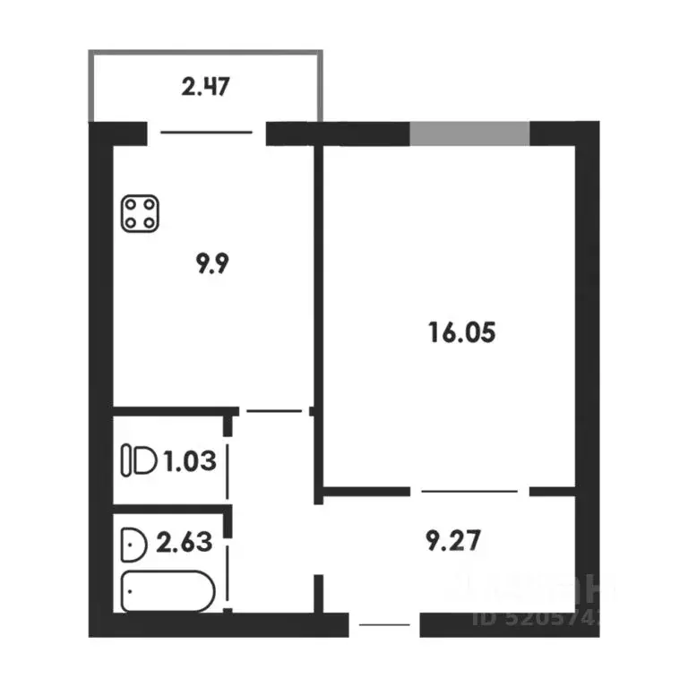 1-к кв. Липецкая область, Липецк Астраханская ул., 2 (39.53 м) - Фото 0