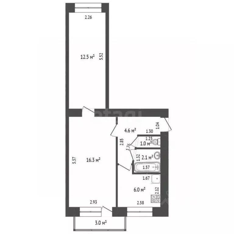 2-к кв. Самарская область, Самара Подшипниковая ул., 24 (43.0 м) - Фото 2