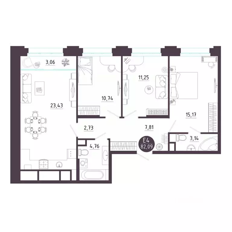 3-к кв. Рязанская область, Рязань Московское ш. (82.09 м) - Фото 0