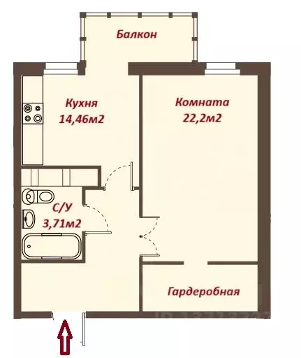 1-к кв. Санкт-Петербург просп. Энгельса, 2 (47.3 м) - Фото 1