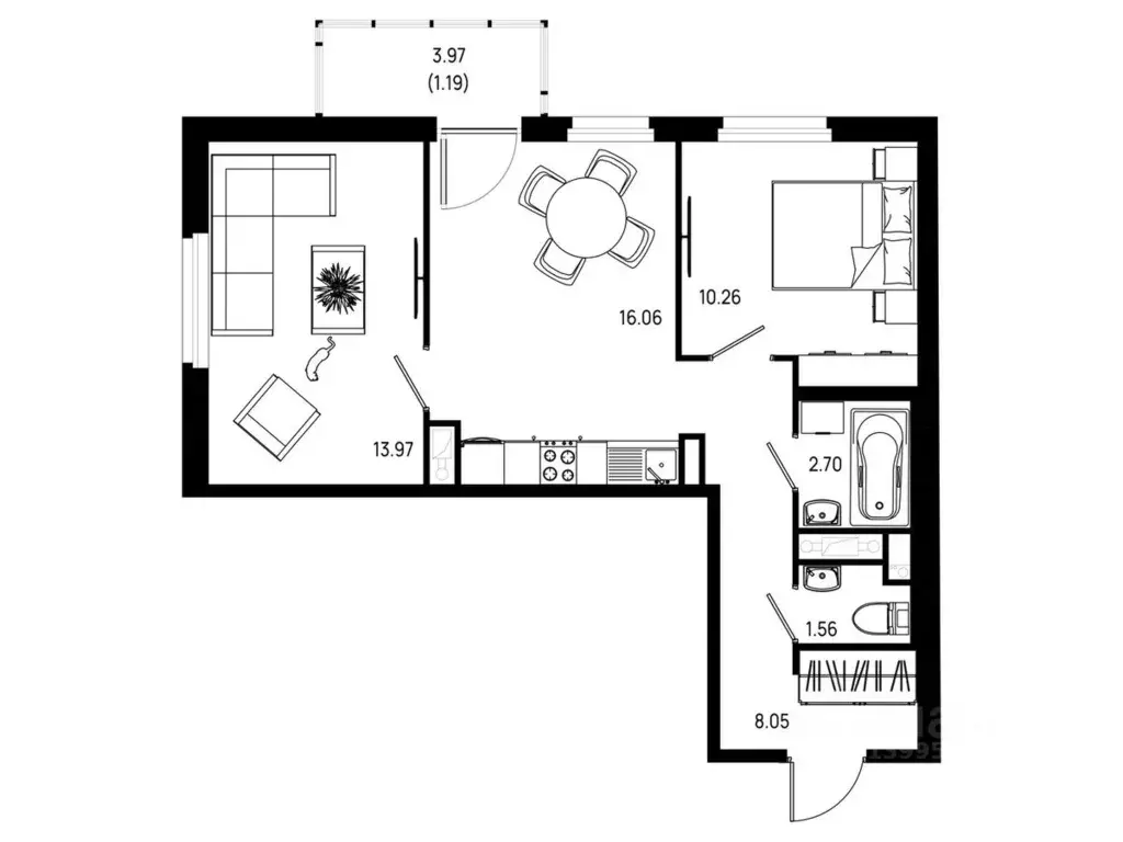 2-к кв. Ленинградская область, Всеволожский район, Свердловское ... - Фото 1
