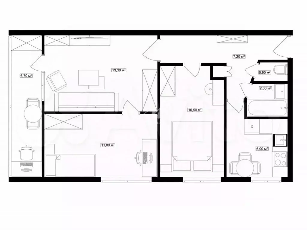 3-к кв. Севастополь просп. Победы, 58 (57.6 м) - Фото 1