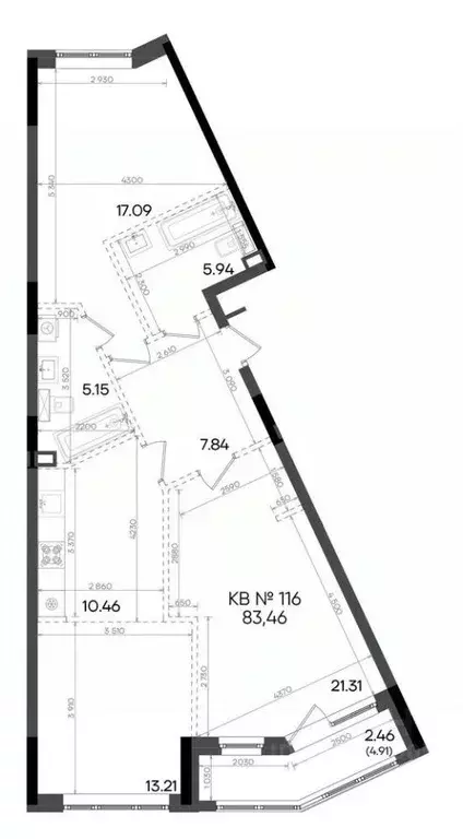 3-к кв. Татарстан, Казань ул. Аделя Кутуя, 180 (83.46 м) - Фото 1