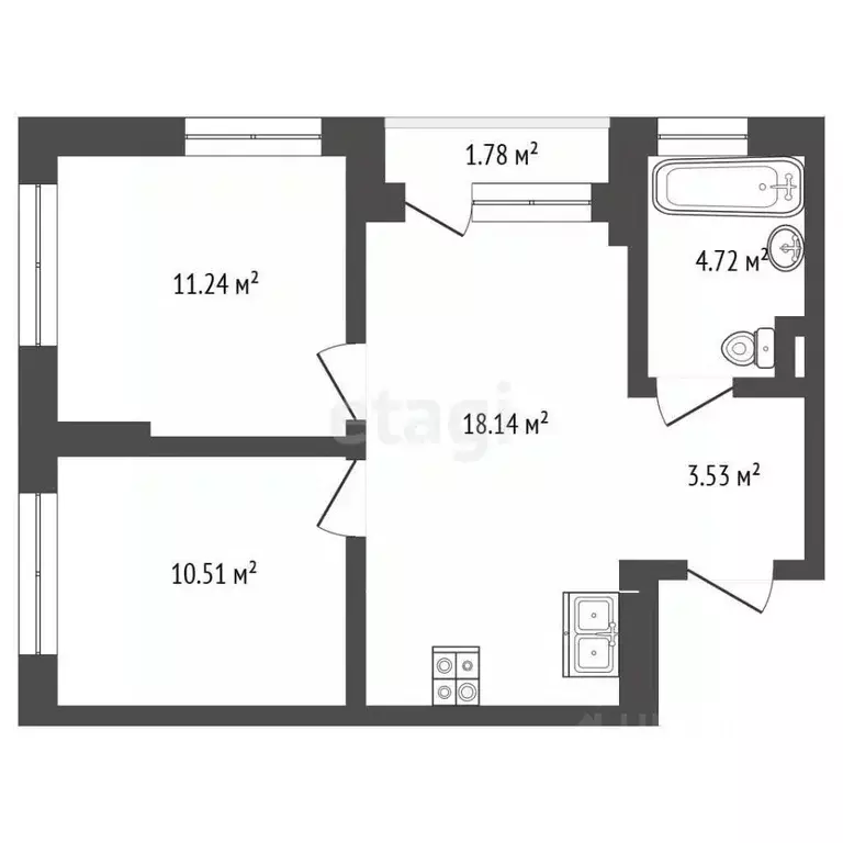 2-к кв. Тюменская область, Тюмень Полевая ул., 108 (50.0 м) - Фото 2