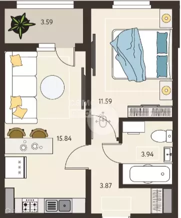 Продаётся 1-к квартира, 37.04 м - Фото 0