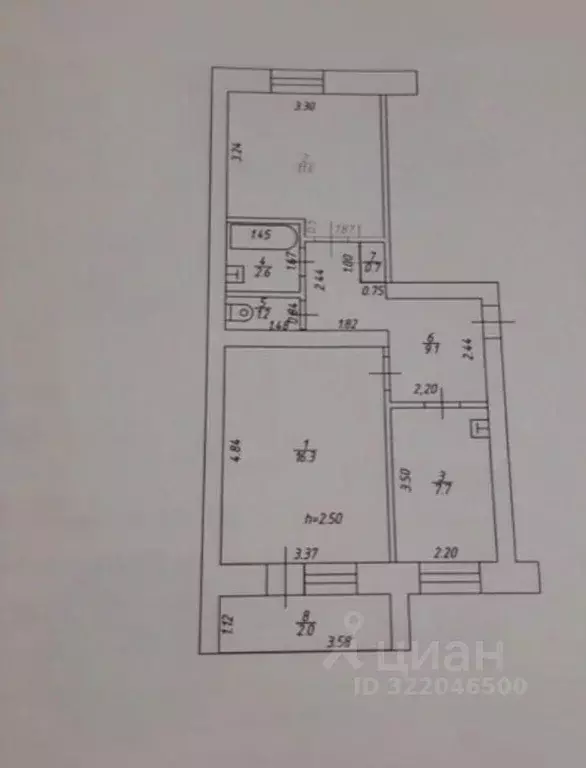 2-к кв. Татарстан, Казань ул. Челюскина, 25А (49.2 м) - Фото 2