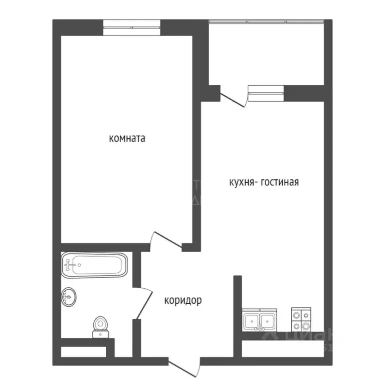 1-к кв. Тюменская область, Тюмень ул. Ю.-Р.Г. Эрвье, 34к1 (41.3 м) - Фото 2