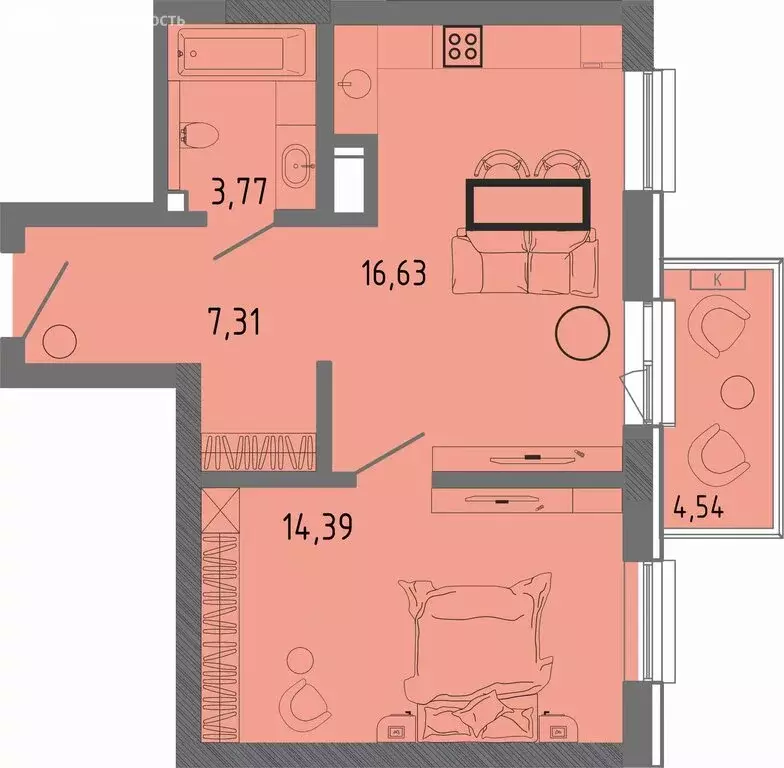 1-комнатная квартира: Евпатория, проезд 9 Мая (43.46 м) - Фото 0