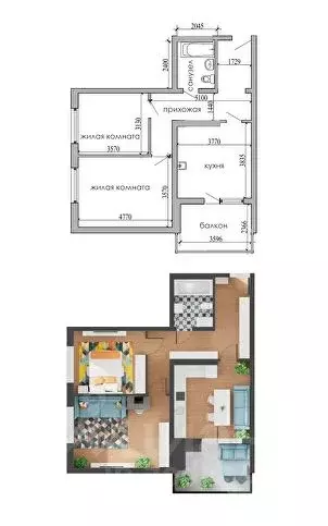 2-к кв. Крым, Евпатория просп. Победы, 93 (64.17 м) - Фото 1