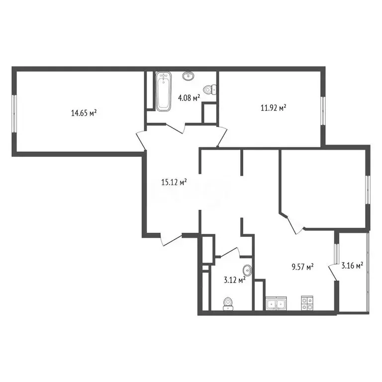 3-комнатная квартира: Санкт-Петербург, улица Лидии Зверевой, 3к1 ... - Фото 1