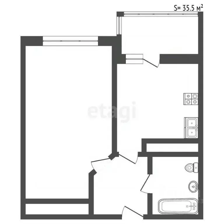 1-к кв. Санкт-Петербург дор. Кушелевская, 7к6 (35.5 м) - Фото 0