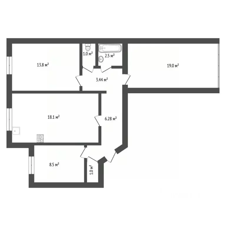 3-к кв. Тюменская область, Тюмень Холодильная ул., 54/2 (69.7 м) - Фото 2