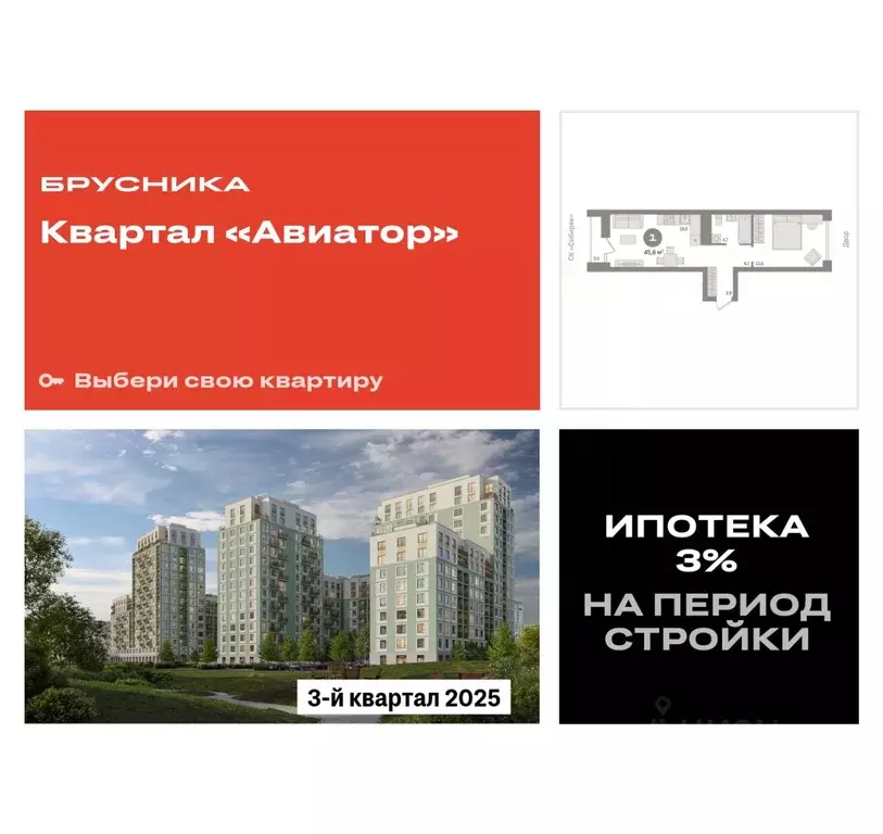 1-к кв. Новосибирская область, Новосибирск ул. Аэропорт, 88 (45.55 м) - Фото 0