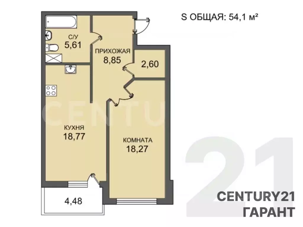 1-к кв. Санкт-Петербург просп. Кузнецова, 11к3 (54.0 м) - Фото 2